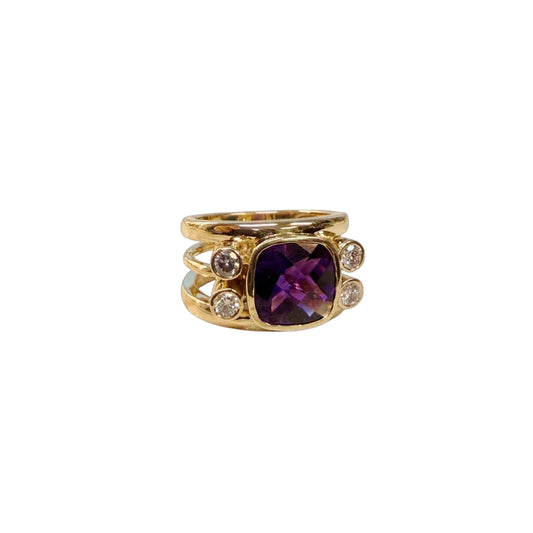 Amethyst Triple Band Ring