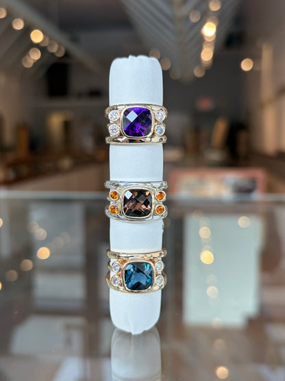 Amethyst Triple Band Ring