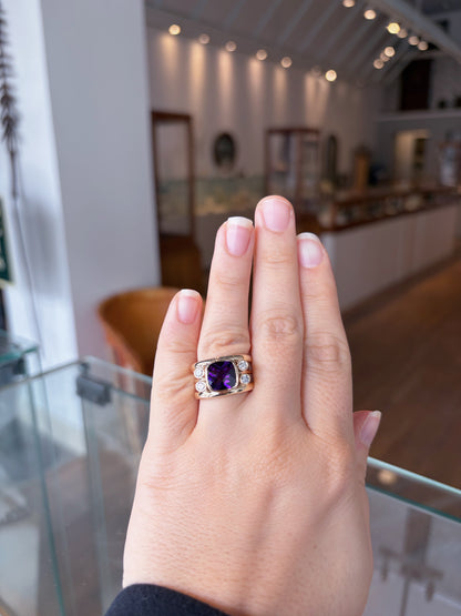 Amethyst Triple Band Ring