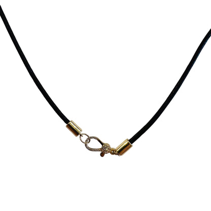 Black Cord Necklace with Diamond Lobster Claw