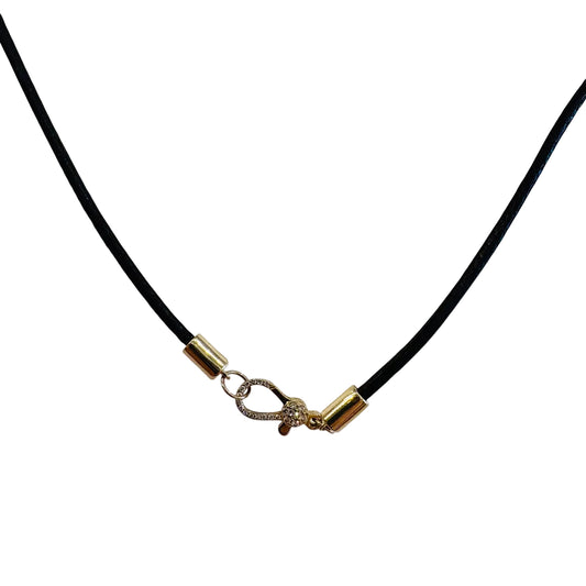 Black Cord Necklace with Diamond Lobster Claw
