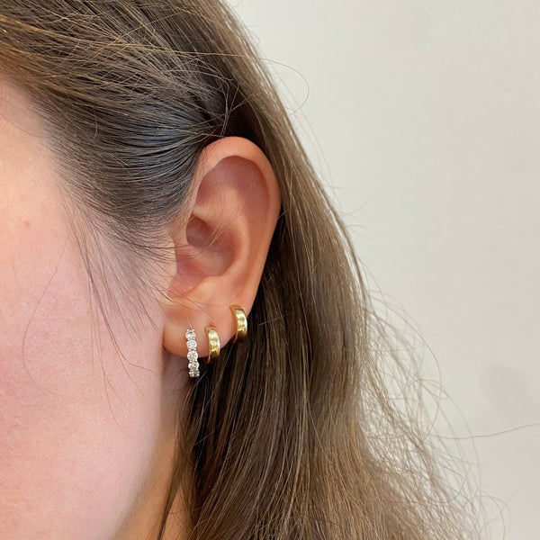 White Gold Diamond Huggie Earrings