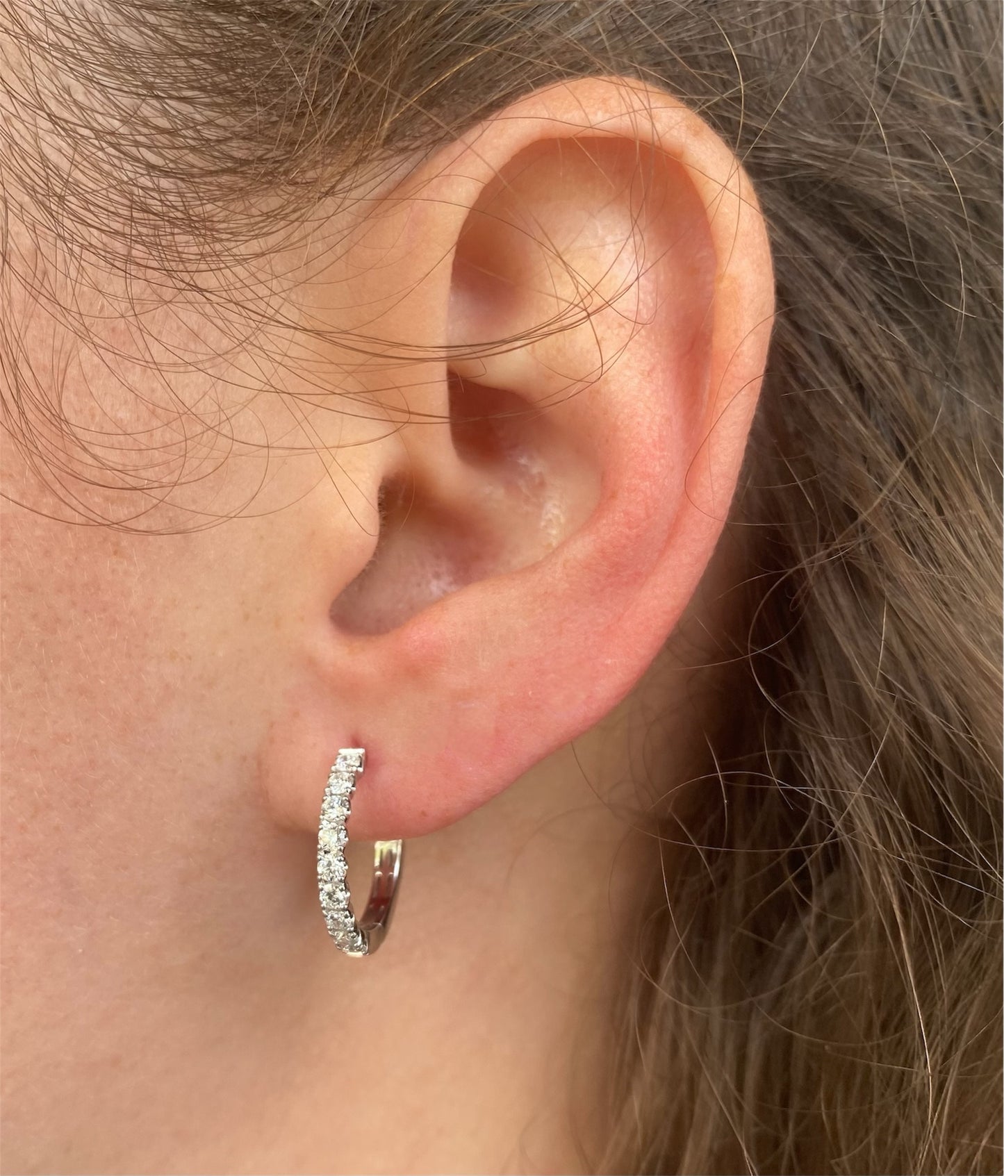 0.57 ctw Diamond White Gold Hoops
