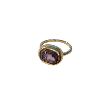 Amethyst Bezel Bubble Gold Ring