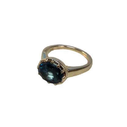 London Blue Topaz Claw Bezel Gold Ring