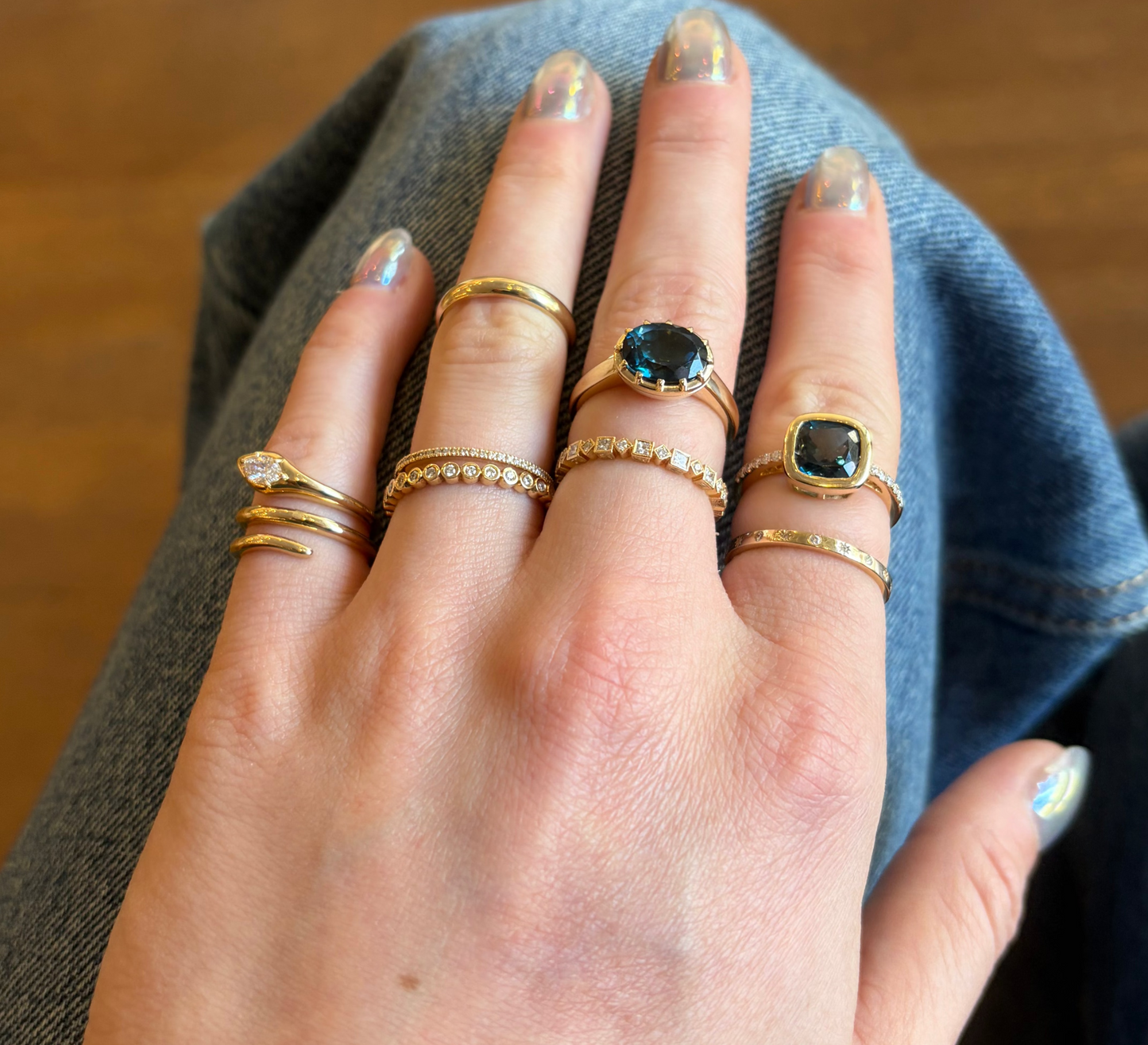 Square Cut London Blue Topaz & Diamond Ring