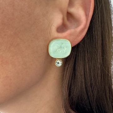 Spearmint Guardian Angel Intaglio Earrings