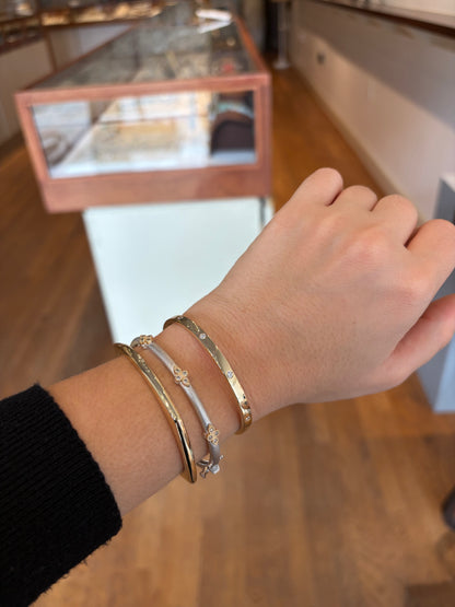 Thin Mixed Metal Diamond Quad Hinged Bracelet
