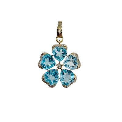 Light Blue Topaz & Diamond Flower Pendant