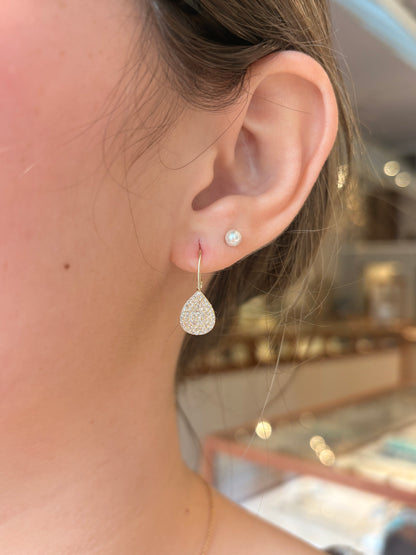 Gold Pave Tear Drop Diamond Earrings