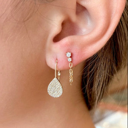 Double Diamond Drop Chain Earrings