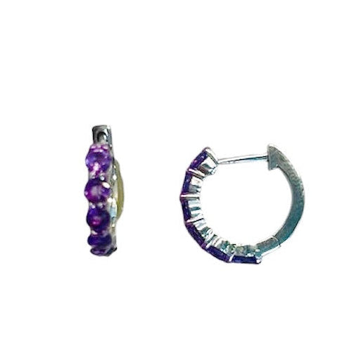 Amethyst Sterling Silver Huggies