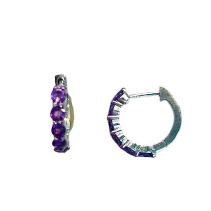 Amethyst Sterling Silver Huggies