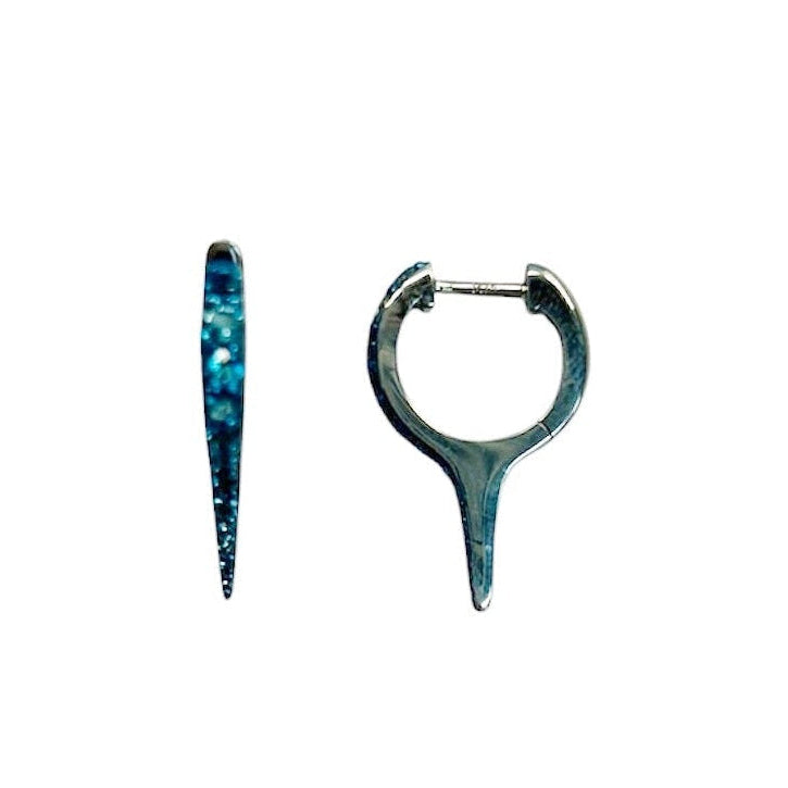 London Blue Topaz Sterling Silver Spike Huggies