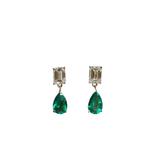 Lab Grown Diamond & Emerald Studs