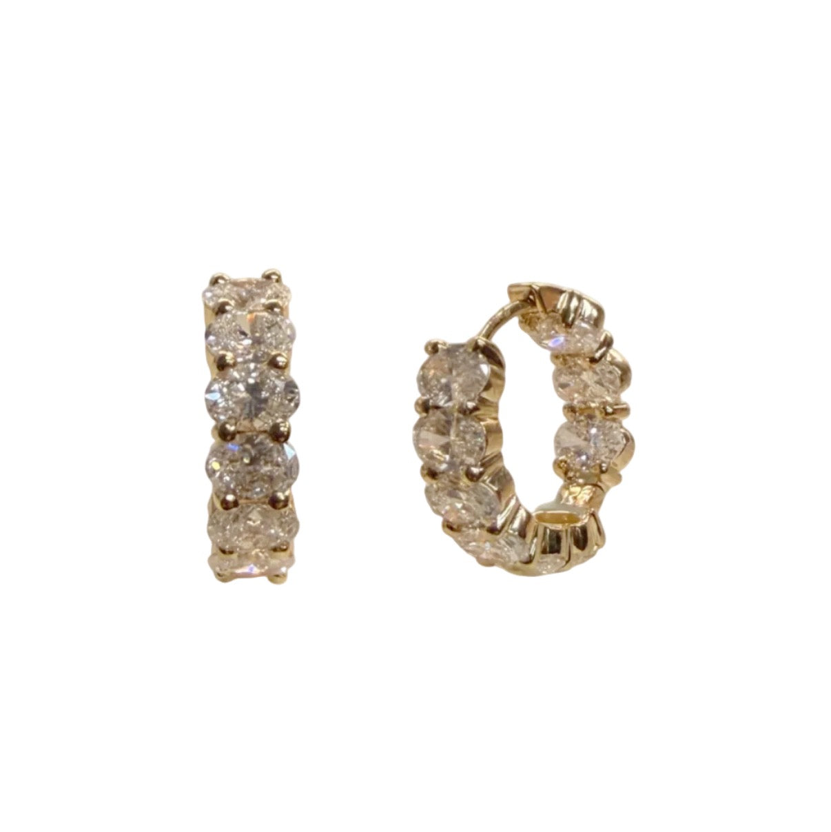 Inside & Outside Oval Cut Lab Grown Diamond Huggies