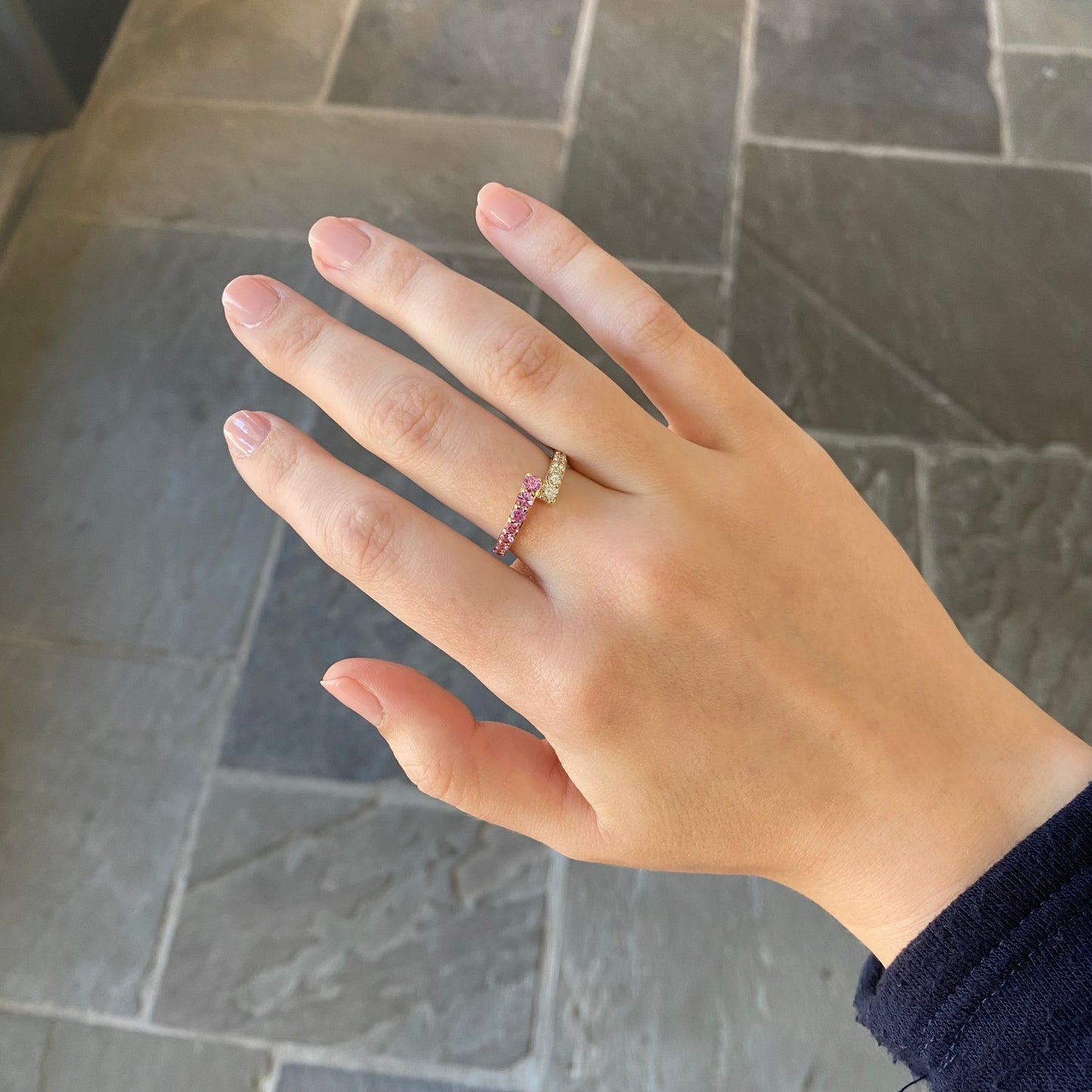 Pink Sapphire & Diamond Bypass Ring