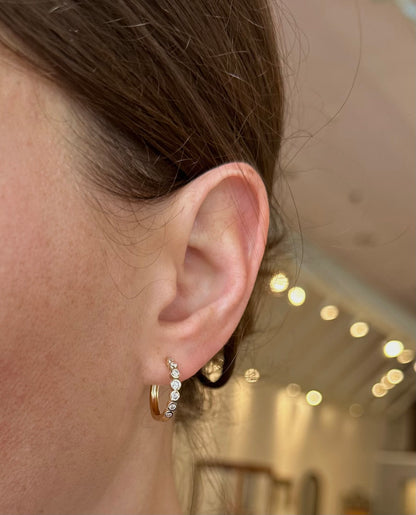 Lab Grown Bezel Diamond Huggie Earrings