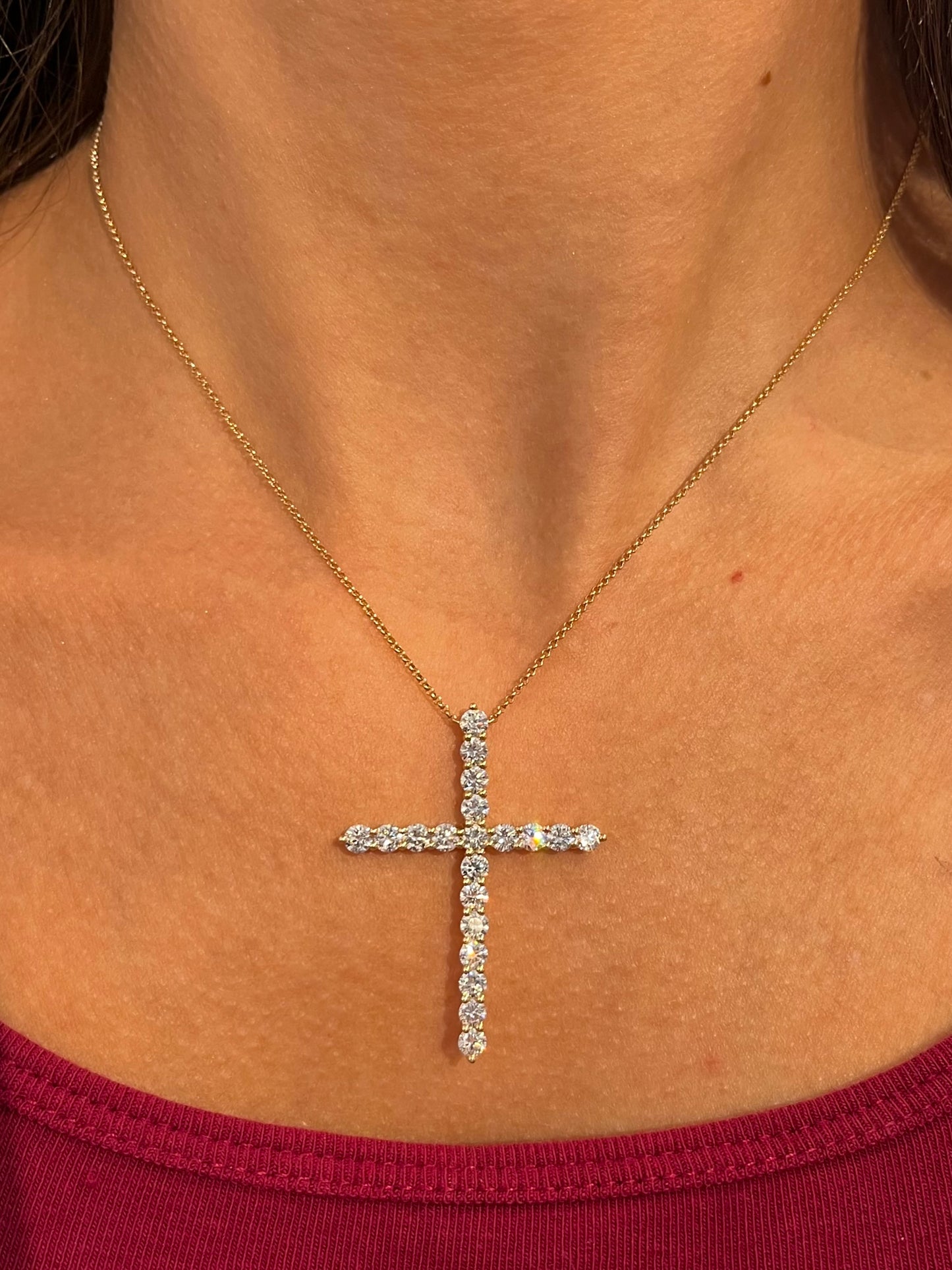 Large Lab Diamond Cross Necklace