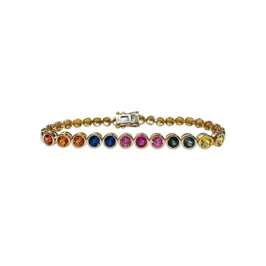 Rainbow Sapphire Partial Tennis Bracelet