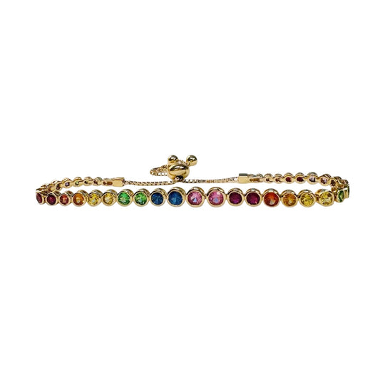 Graduated Bezel Set Rainbow Sapphire Tennis Bracelet