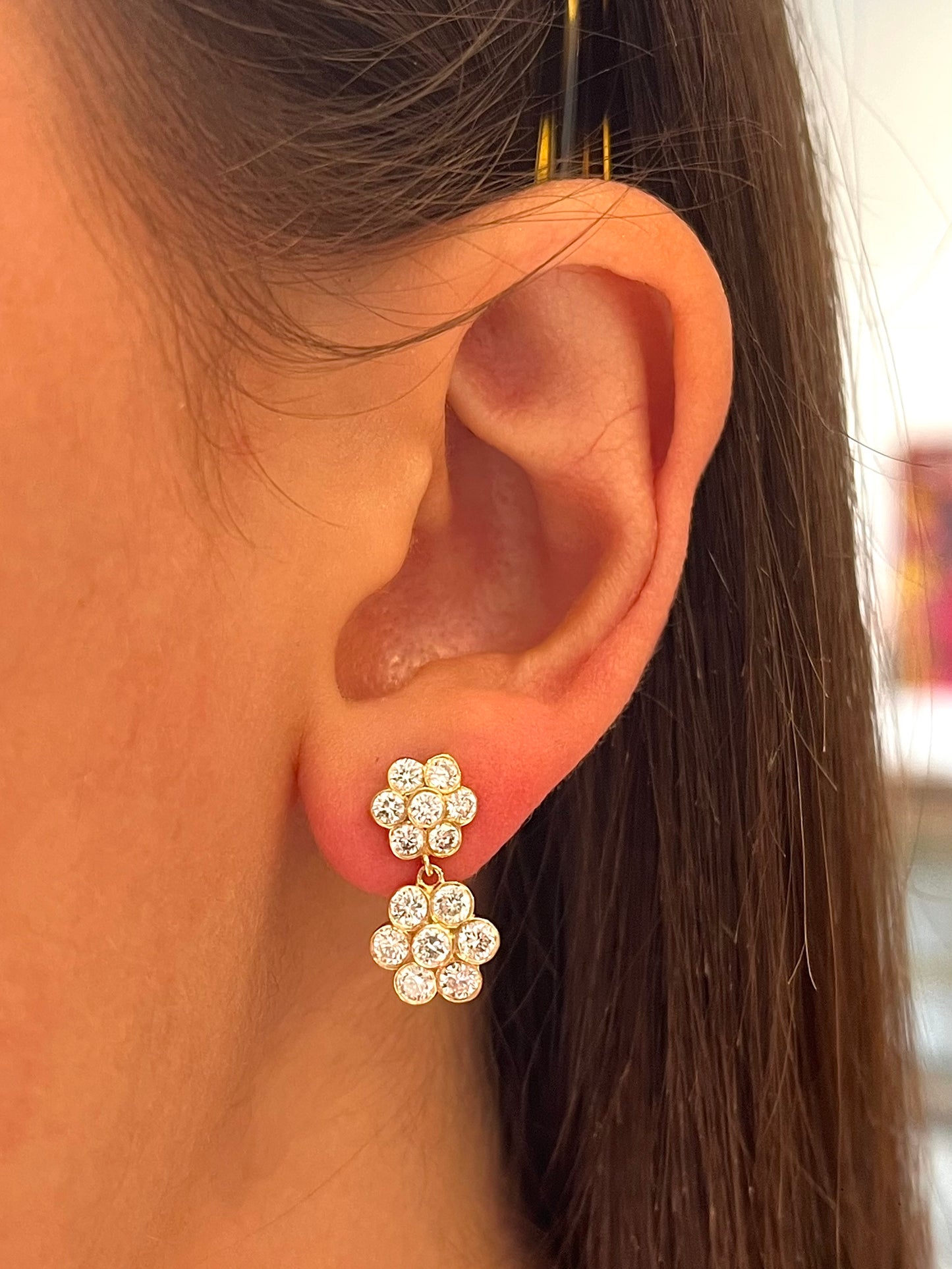 Double Daisy Lab Diamond Earrings