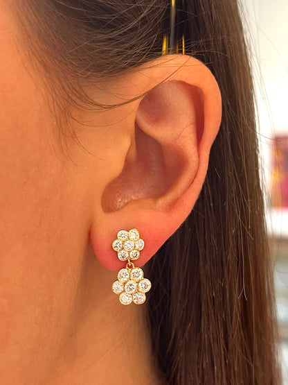 Double Daisy Lab Diamond Earrings