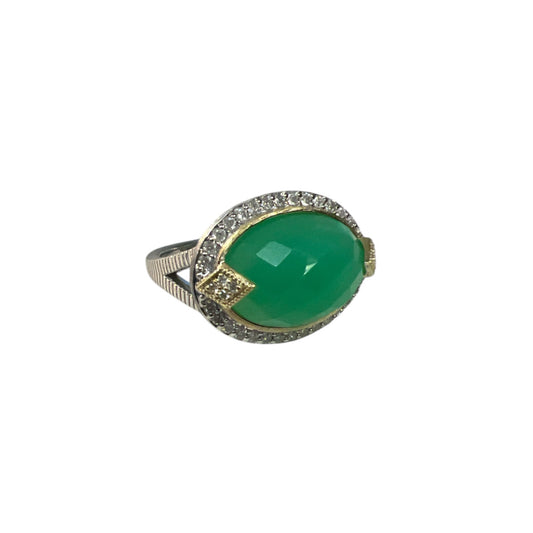 Lisse Oval Mixed Metal Chrysoprase Ring