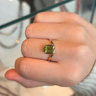 Offset Peridot Ring