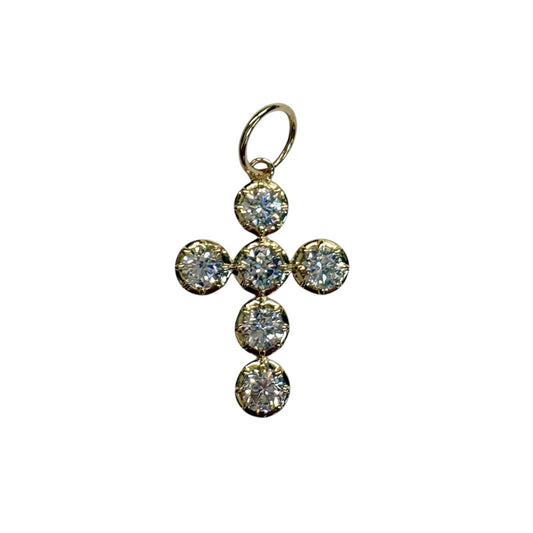 Bezel-Prong Set Lab Diamond Cross Pendant
