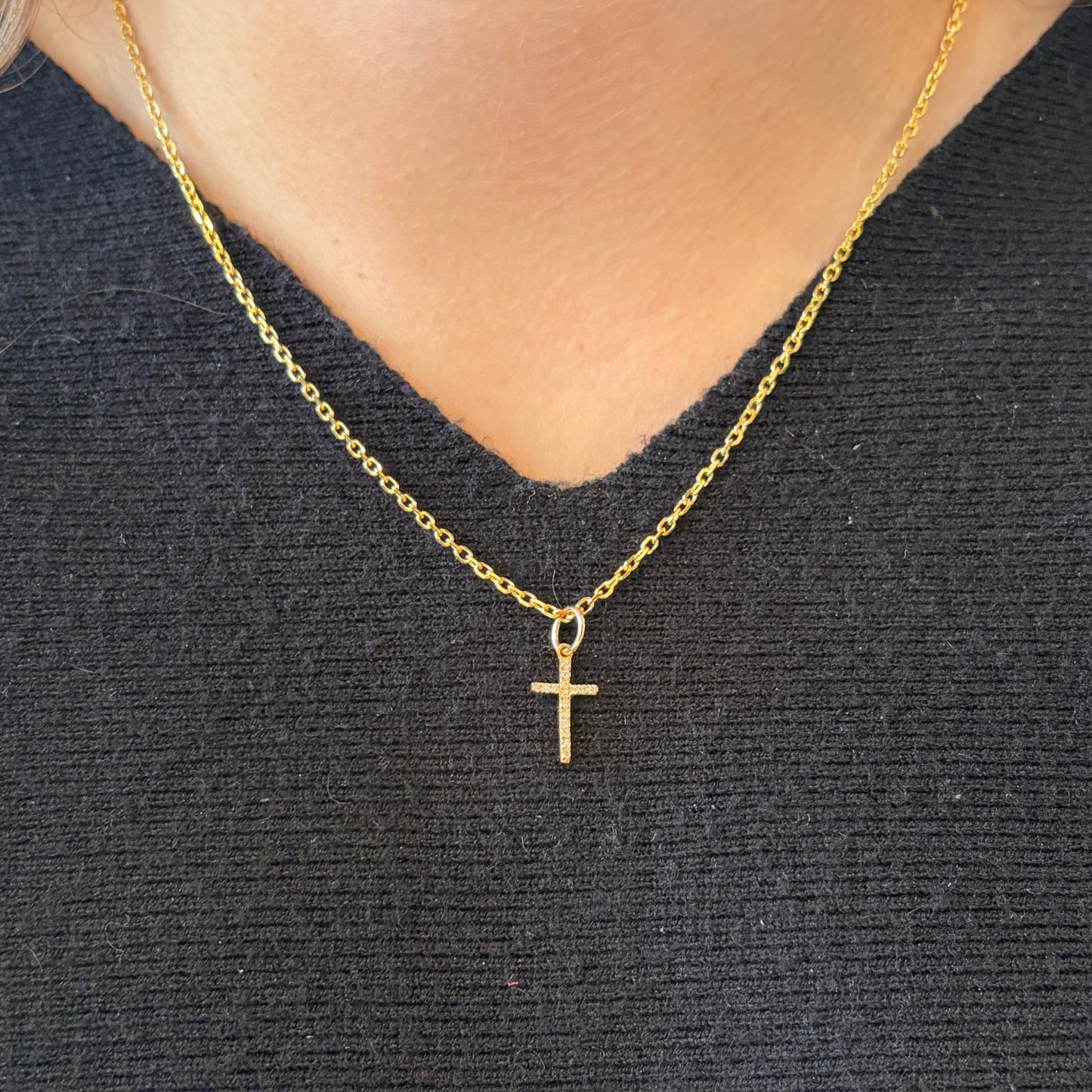 Pave Diamond Mini Cross Charm