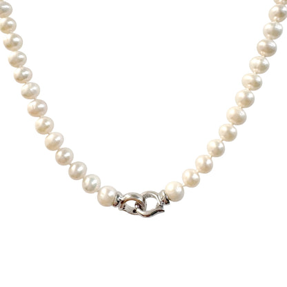 Silver Open Ends White Pearl Necklace