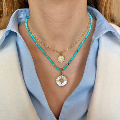 Evil Eye Lotus Flower Tablet Pendant