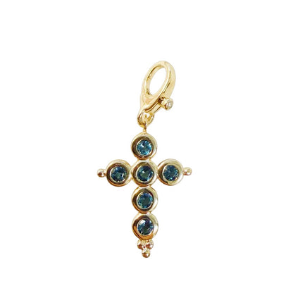 London Blue Topaz Gold Cross Pendant