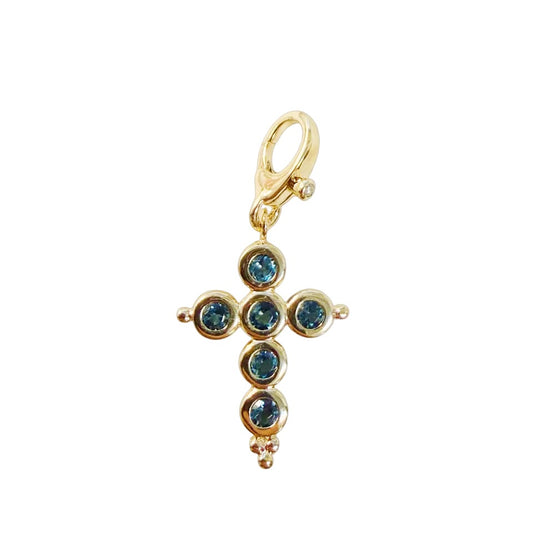 London Blue Topaz Gold Cross Pendant