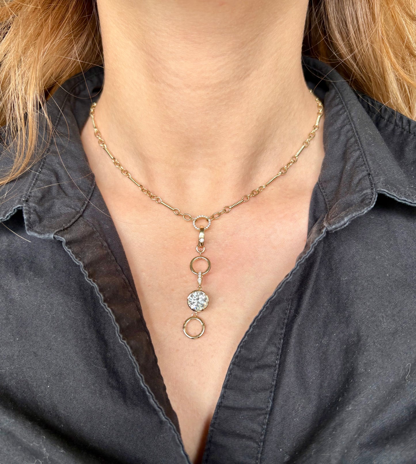 Lab Grown Diamond Triple Circle Dangle Pendant