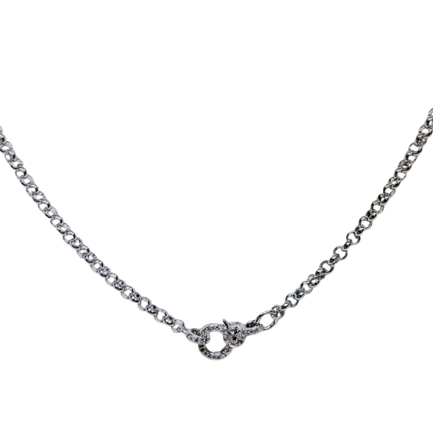 Sterling Silver Rolo Chain with Diamond Lobster Claw