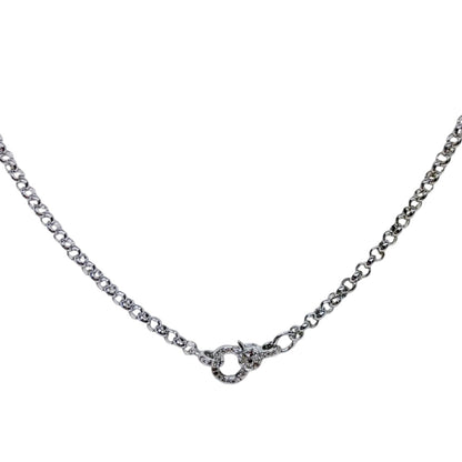 Sterling Silver Rolo Chain with Diamond Lobster Claw