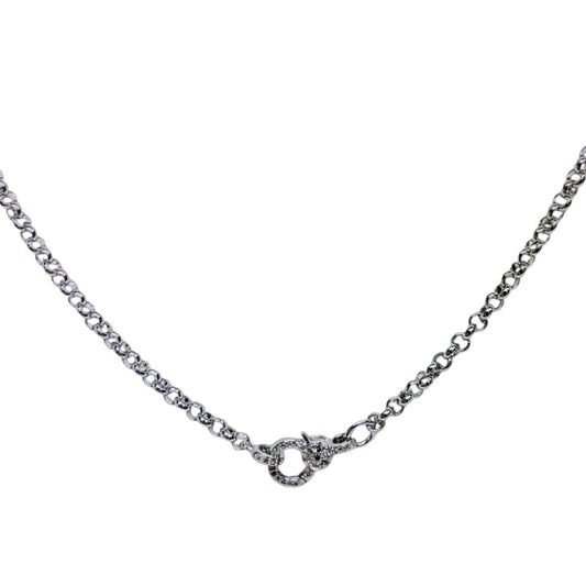 Sterling Silver Rolo Chain with Diamond Lobster Claw