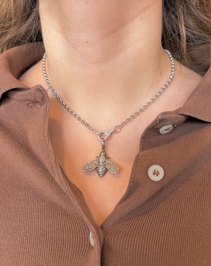 Sterling Silver Rolo Chain with Diamond Lobster Claw