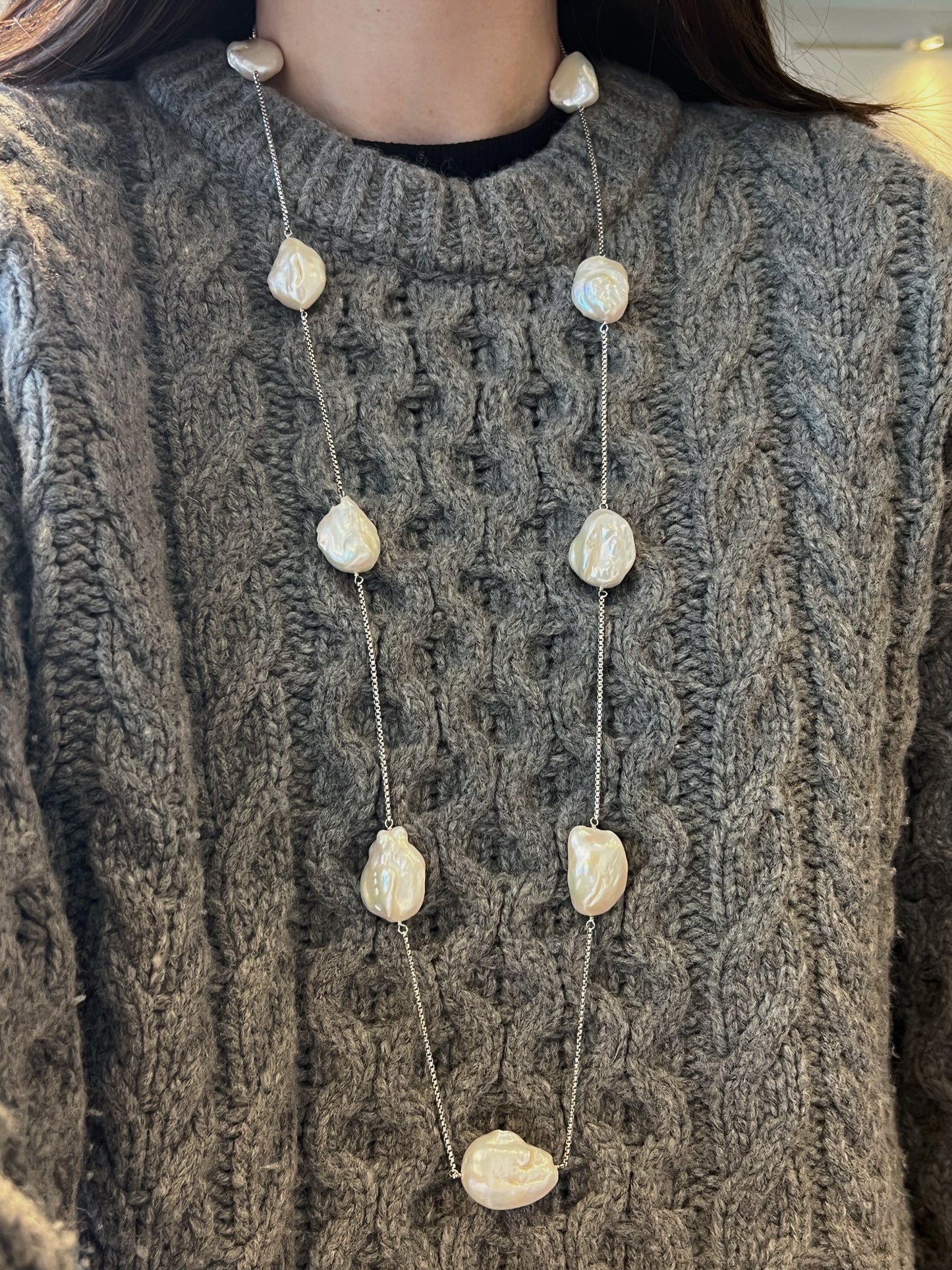 Baroque Pearls Station Necklace