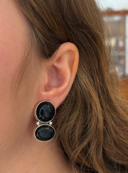 Double Black Onyx Clip Ons