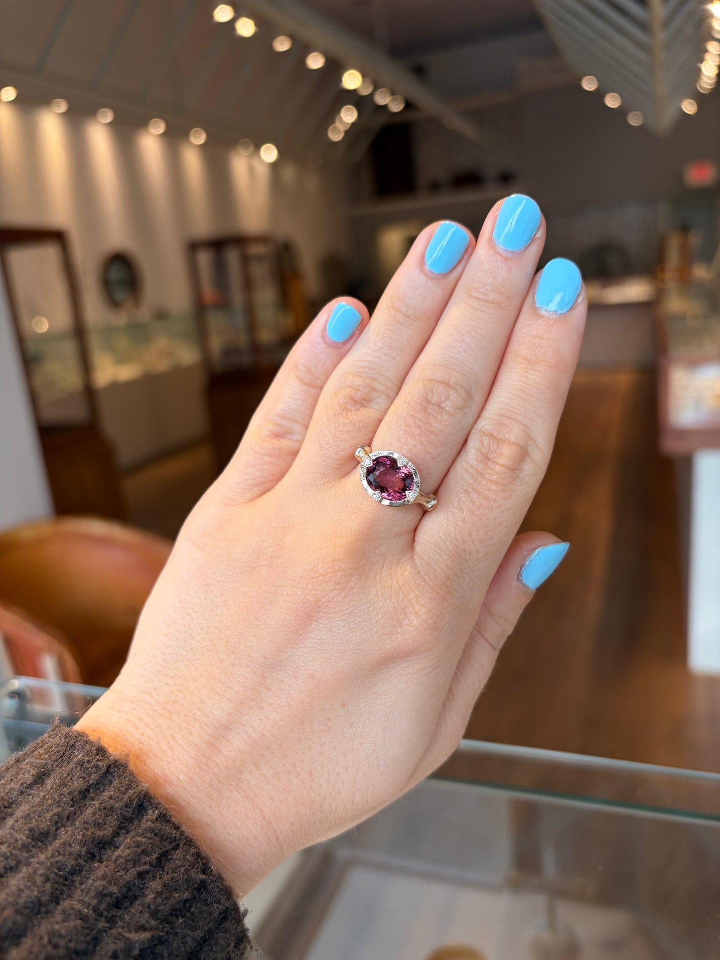 Pink Tourmaline Oval Cut Gold Ring