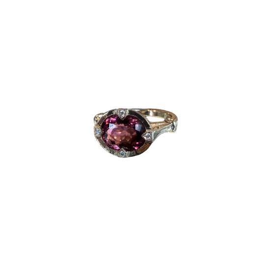 Pink Tourmaline Oval Cut Gold Ring