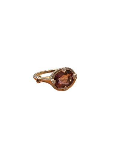 Pink Tourmaline Oval Cut Gold Ring