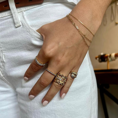 Diamond Crossover Pinky Ring