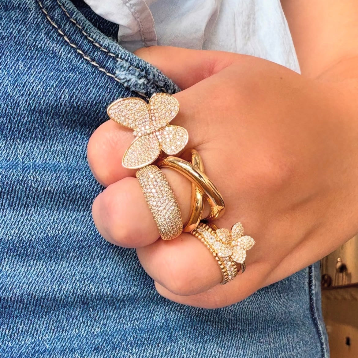 Gold Crossover Ring