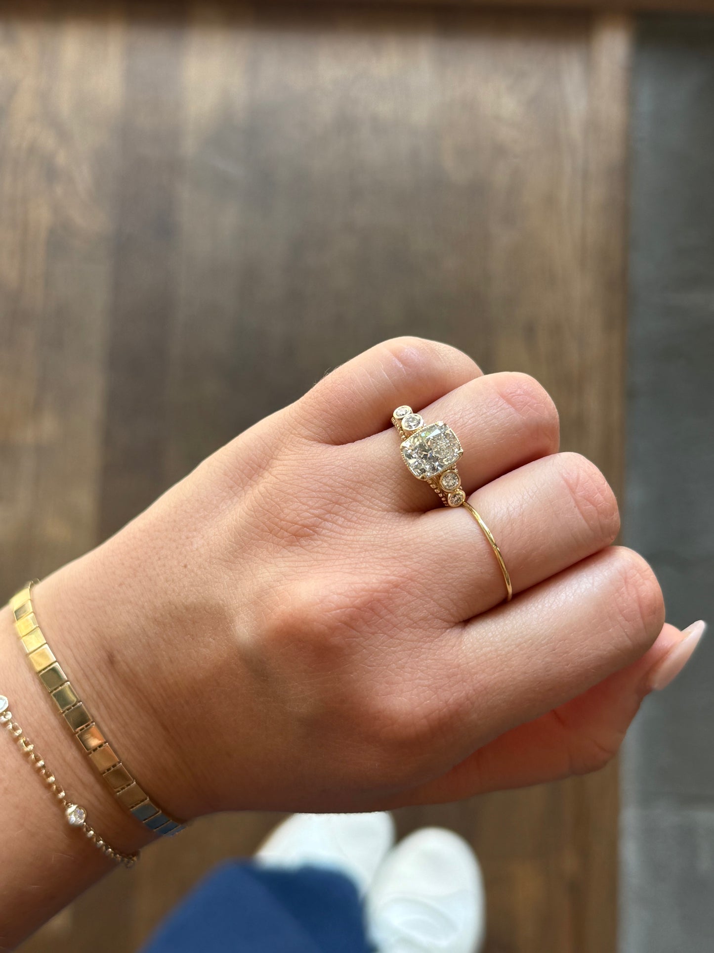 Lab Grown Elongated Cushion Cut Diamond Ring