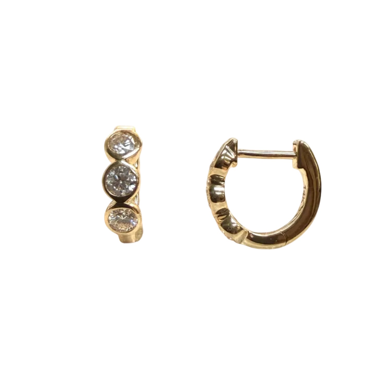 Lab Grown Roud Cut Trio Diamond Huggies