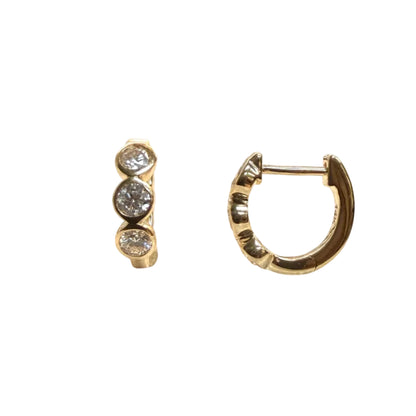 Lab Grown Roud Cut Trio Diamond Huggies